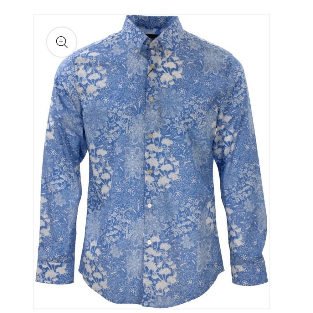 LORDS OF HARLECH Morris Paisley Floral Blue Shirt Size Medium
